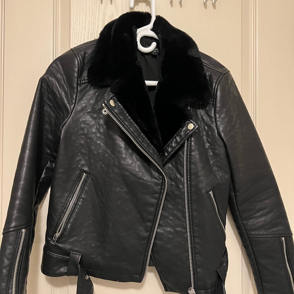Leather jacket fur lined